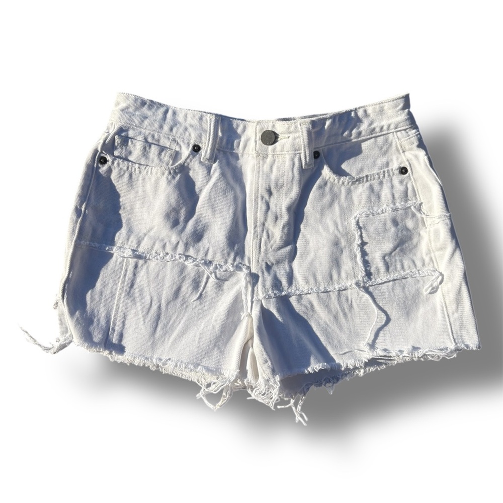 Allsaints White Distressed Denim Cutoff Mini Shorts Size 26